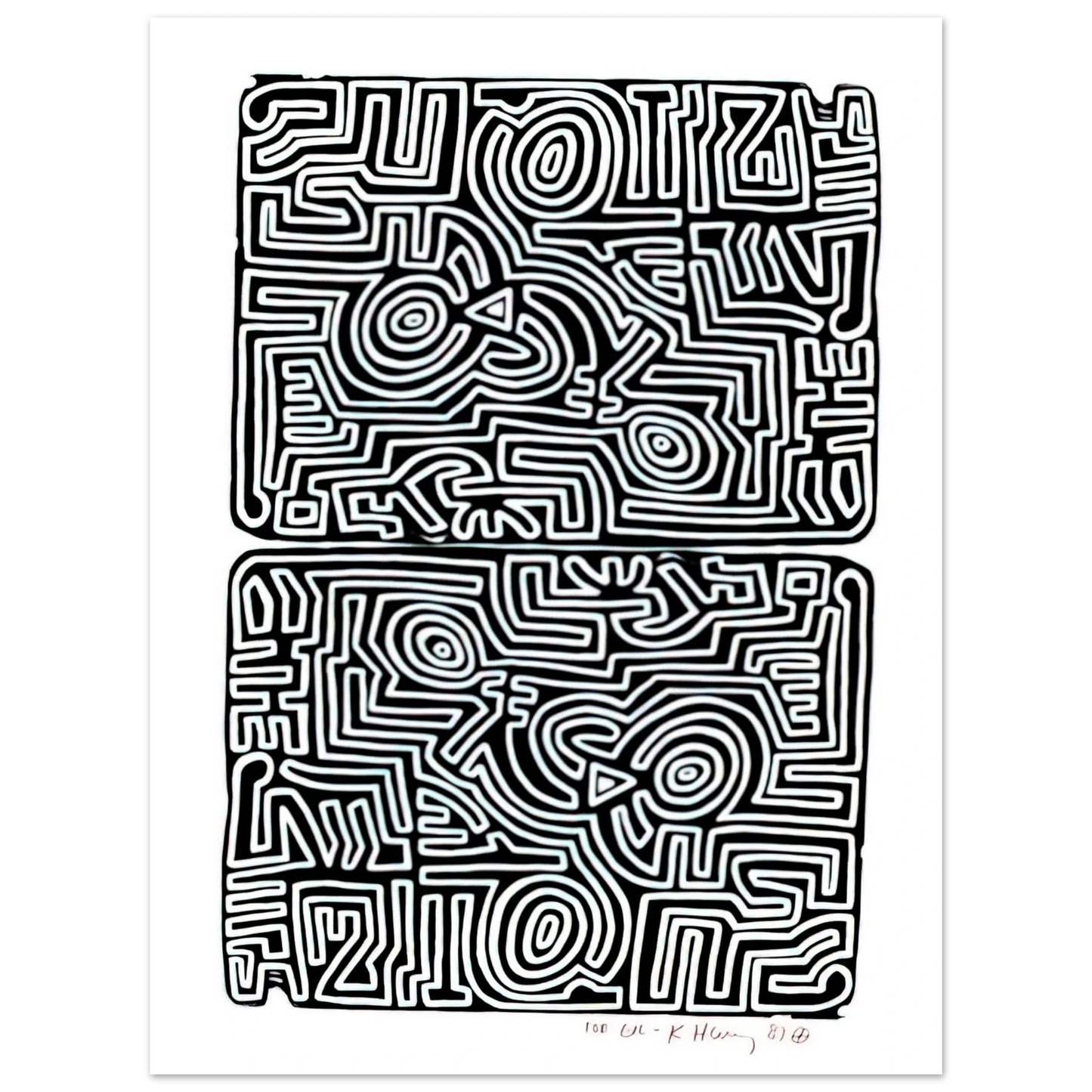 Keith Haring - LABYRINTH 1989 75x100 cm / 30x40inches Fine Art Poster