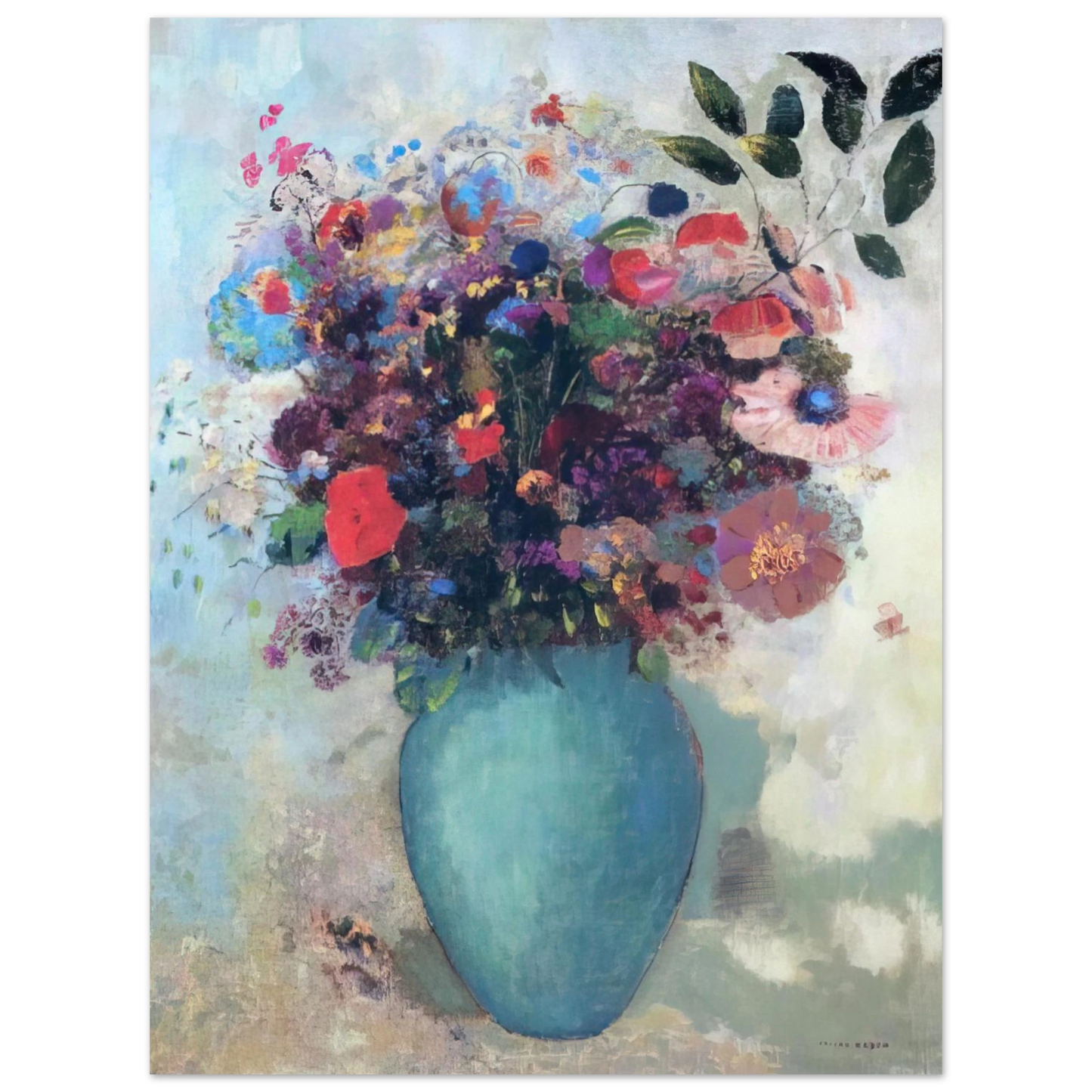 Odilon Redon - FLOWERS IN A TURQUOISE VASE 75x100 cm / 30x40inches Fine Art Poster