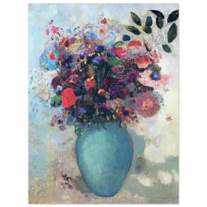 Odilon Redon - FLOWERS IN A TURQUOISE VASE 75x100 cm / 30x40inches Fine Art Poster