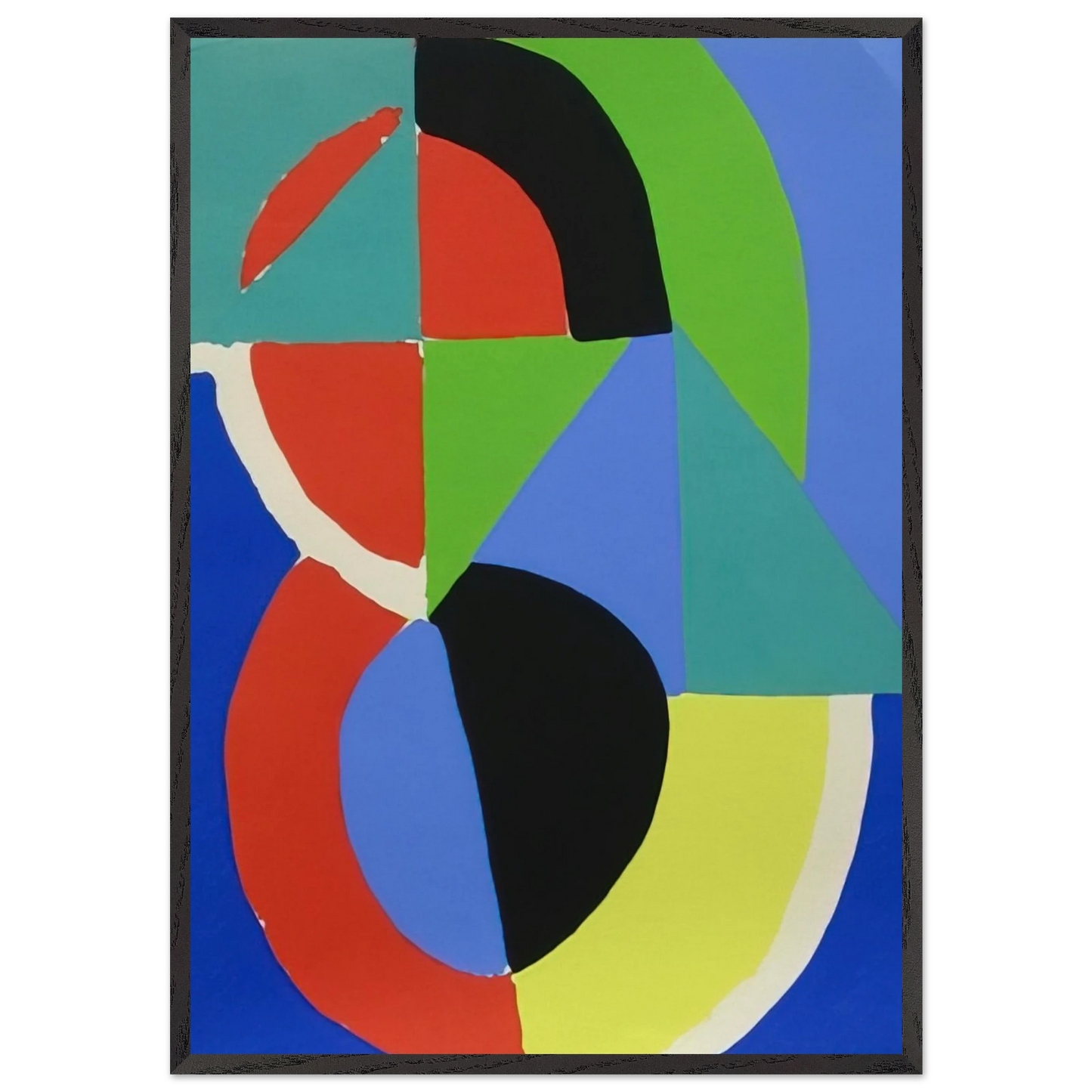 COMPOSITION 2 N1 - Sonia Delaunay 70x100 cm / 28x40 inches Framed Art Print – Black Wooden Frame