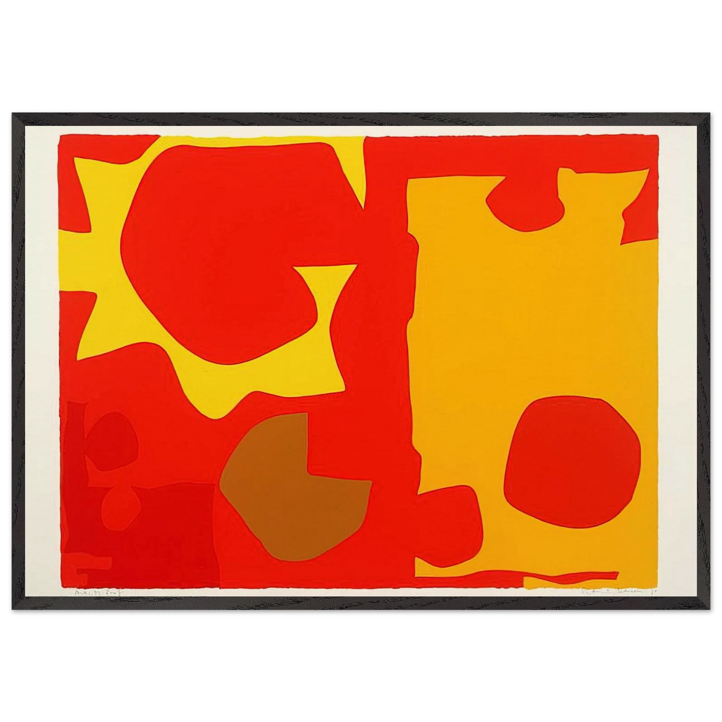Six in Light Orange with Red in Yellow - 1970 - Patrick Heron 70x100 cm / 28x40 inches Framed Art Print – Black Wooden Frame