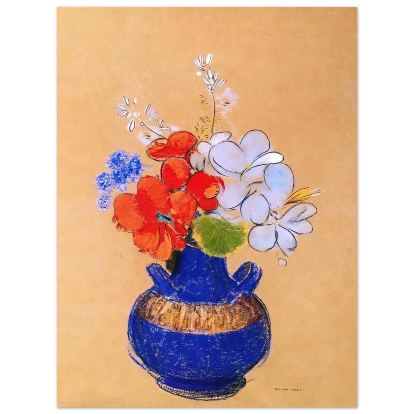 Odilon Redon - FLOWERS IN A BLUE VASE 1 75x100 cm / 30x40inches Fine Art Poster