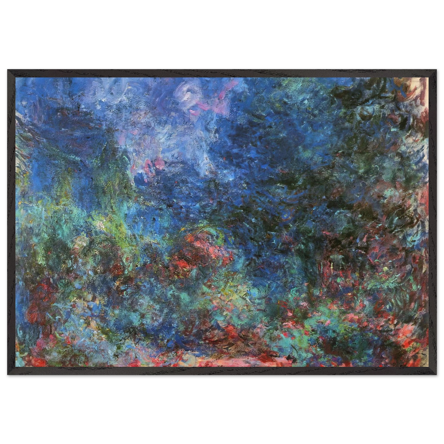 The House at Giverny Viewed from the Rose Garden - claude monet 70x100 cm / 28x40 inches Framed Art Print – Black Wooden Frame