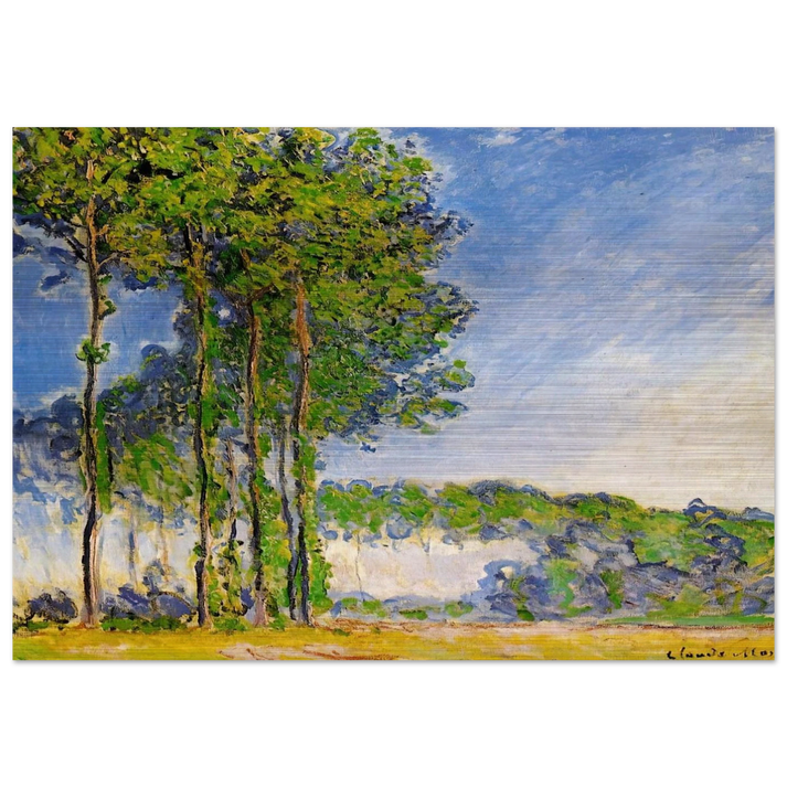 Poplars, View from the Marsh - claude monet Brushed Aluminum Print - 70x100 cm / 28x40 inches | claude monet Aluminum Print | claude monet Prints