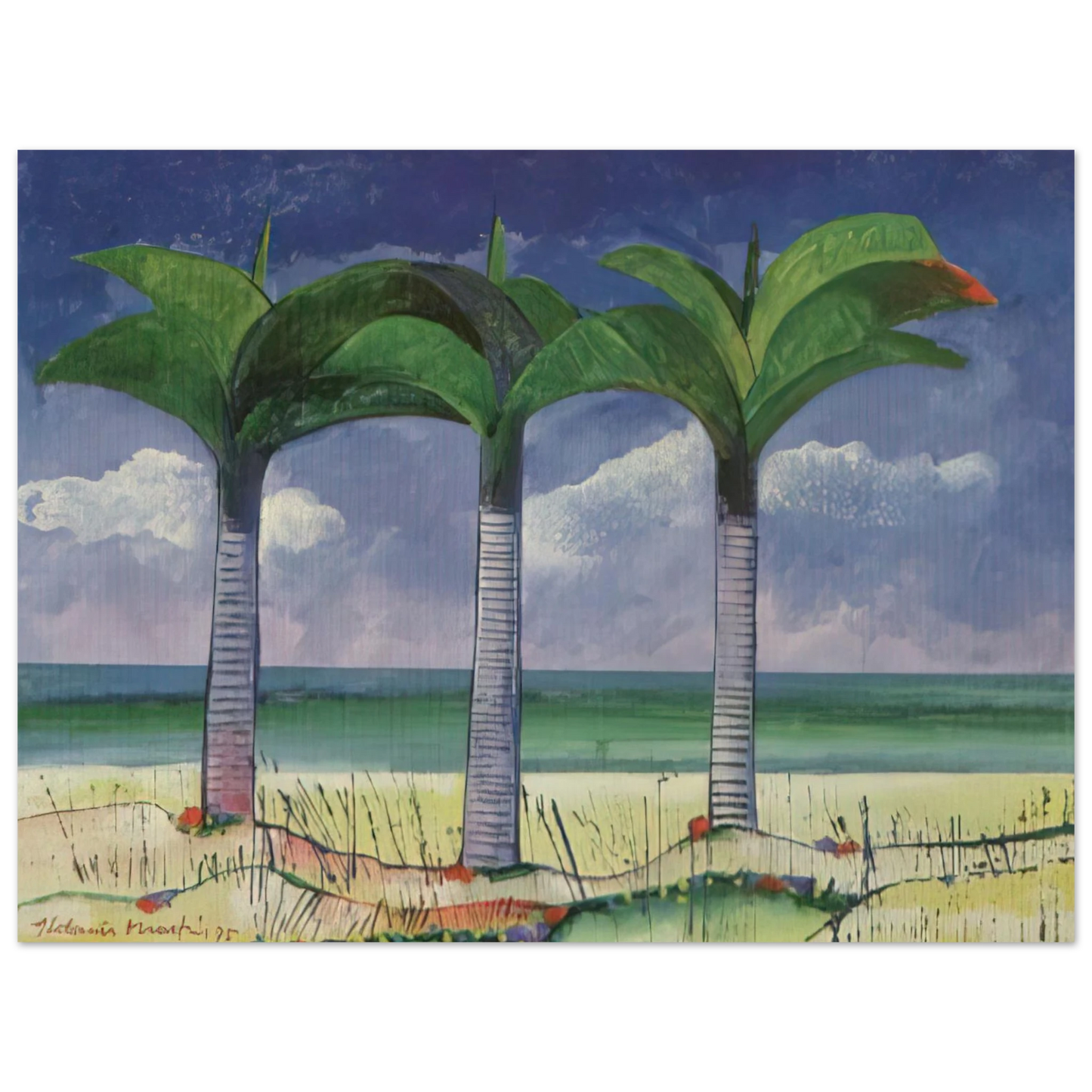 Aldemir Martins - Praia com Três Coqueiros - 1995 75x100 cm / 30x40inches Fine Art Poster