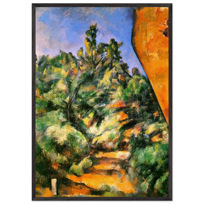 Bibemus The Red Rock - Paul Cezanne 70x100 cm / 28x40 inches Framed Art Print – Black Wooden Frame