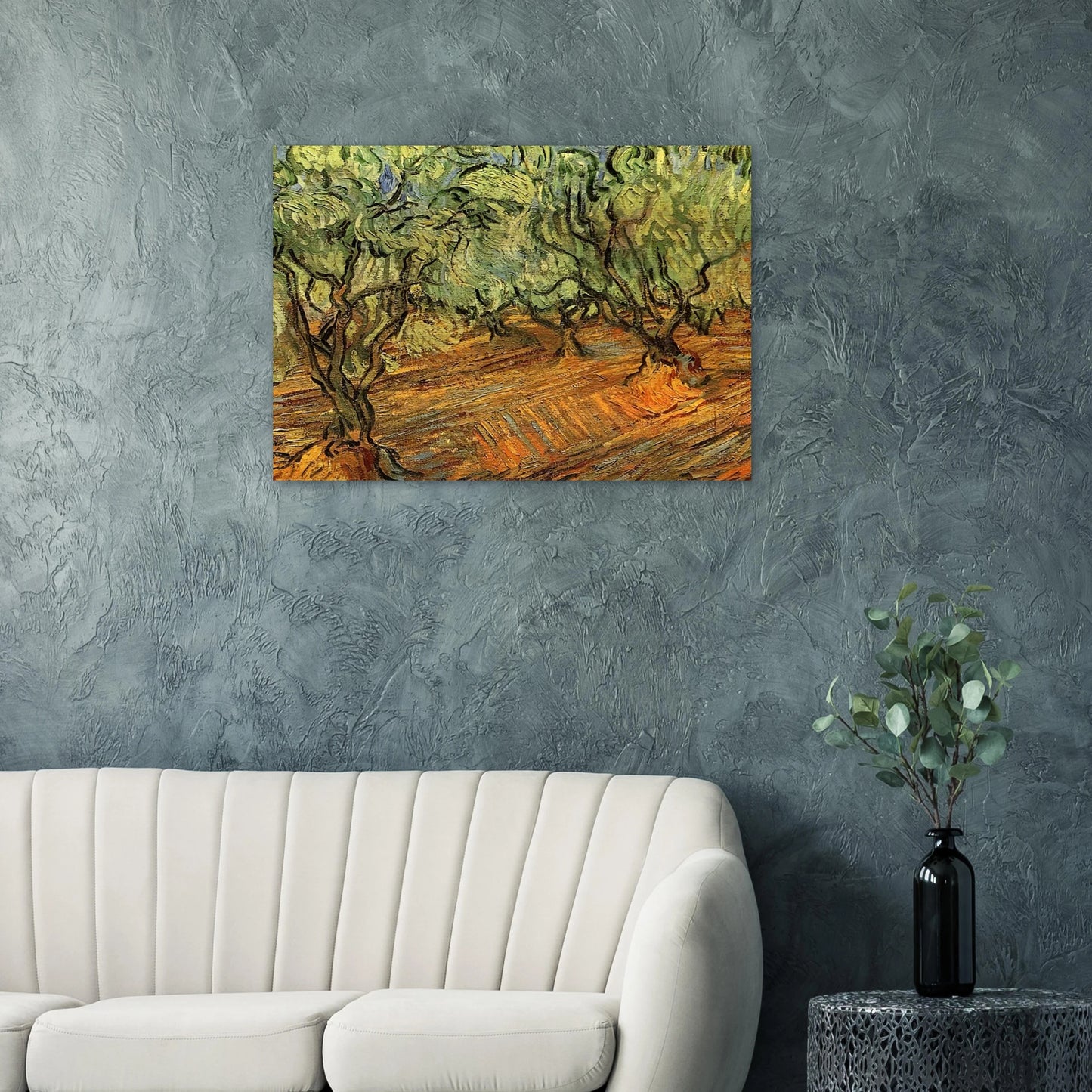 Olive Grove - Bright Blue Sky - Vincent van Gogh Brushed Aluminum Print - 70x100 cm / 28x40 inches | Vincent van Gogh Aluminum Print | Vincent van Gogh Prints