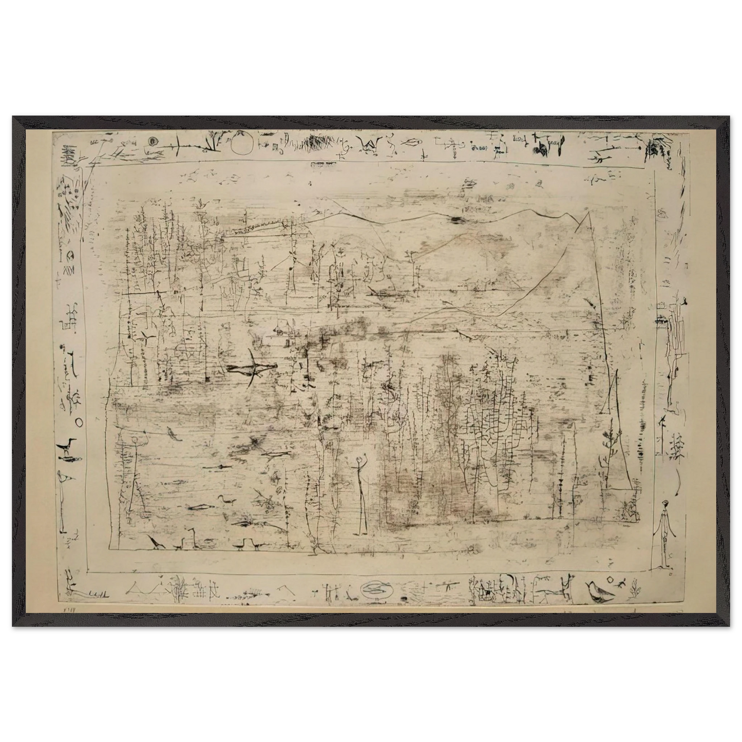 FLORA AND FAUNA 1951 - Zao Wou-Ki 70x100 cm / 28x40 inches Framed Art Print – Black Wooden Frame