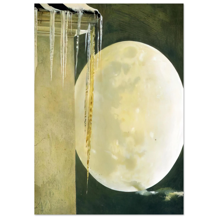 Andrew Wyeth - MOON MADNESS Wall Art - 21x29.7 cm / 8x12" - Premium Wooden Framed Poster With Fine Art Paper-canvas - White frame