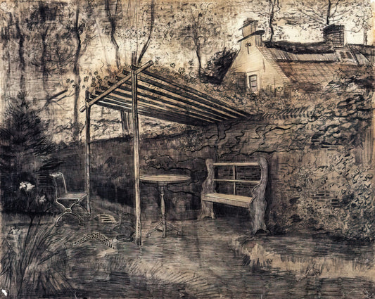 Almond Blossom Canvas: Van Gogh's Symbol of Hope and Renewal in Art - The Garden of the Parsonage with Arbor by Vincent van Gogh
