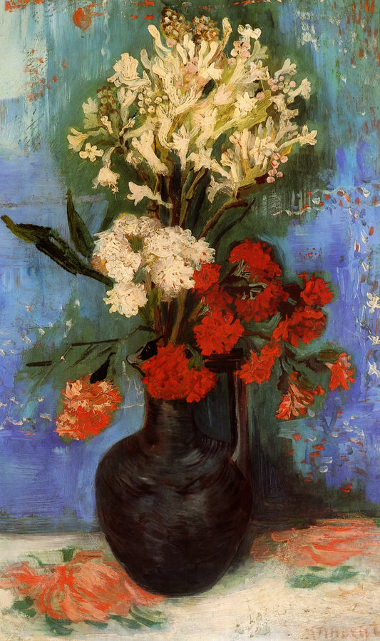 Almond Blossom Canvas: Van Gogh's Symbol of Hope and Renewal in Art - Vase with Carnations and Other Flowers by Vincent van Gogh
