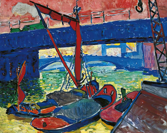 André Derain's Big Ben: A Fauvist Masterpiece of London's Iconic Landmark - BARGES ON THE THAMES 1906 by Andre Derain
