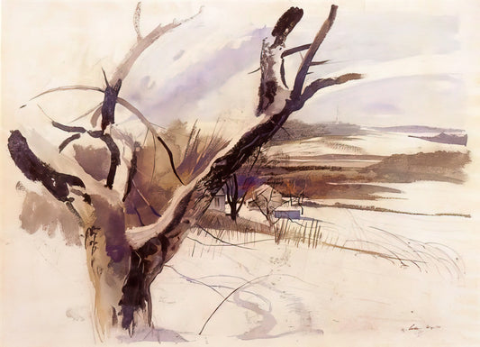 Andrew Wyeth's 'Soaring': An Intimate Study of Solitude and the American Landscape - WINTER FARM SCENE by Andrew Wyeth