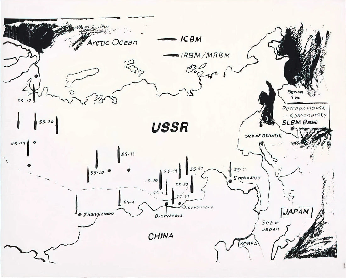 Andy Warhol Superman Lithograph: Pop Art Iconography and Collector's Guide - Map of Eastern U.S.S.R. Missile Bases by Andy Warhol