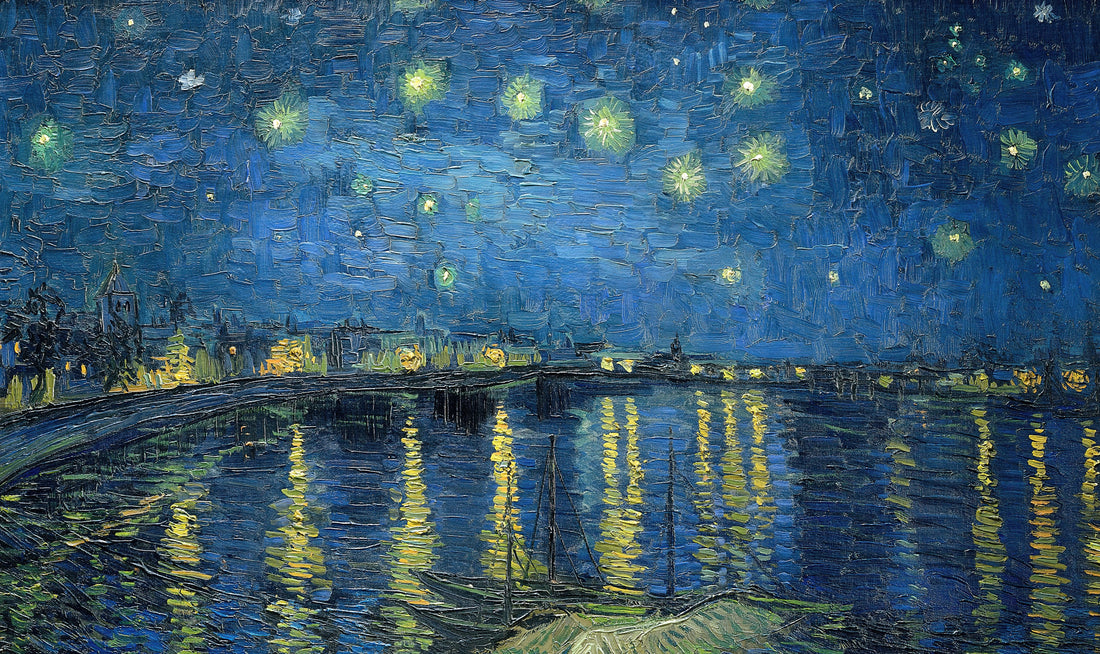 At Eternity's Gate Print: Exploring Vincent van Gogh's Profound Meditation on Mortality - Starry Night Over the Rhone by Vincent van Gogh