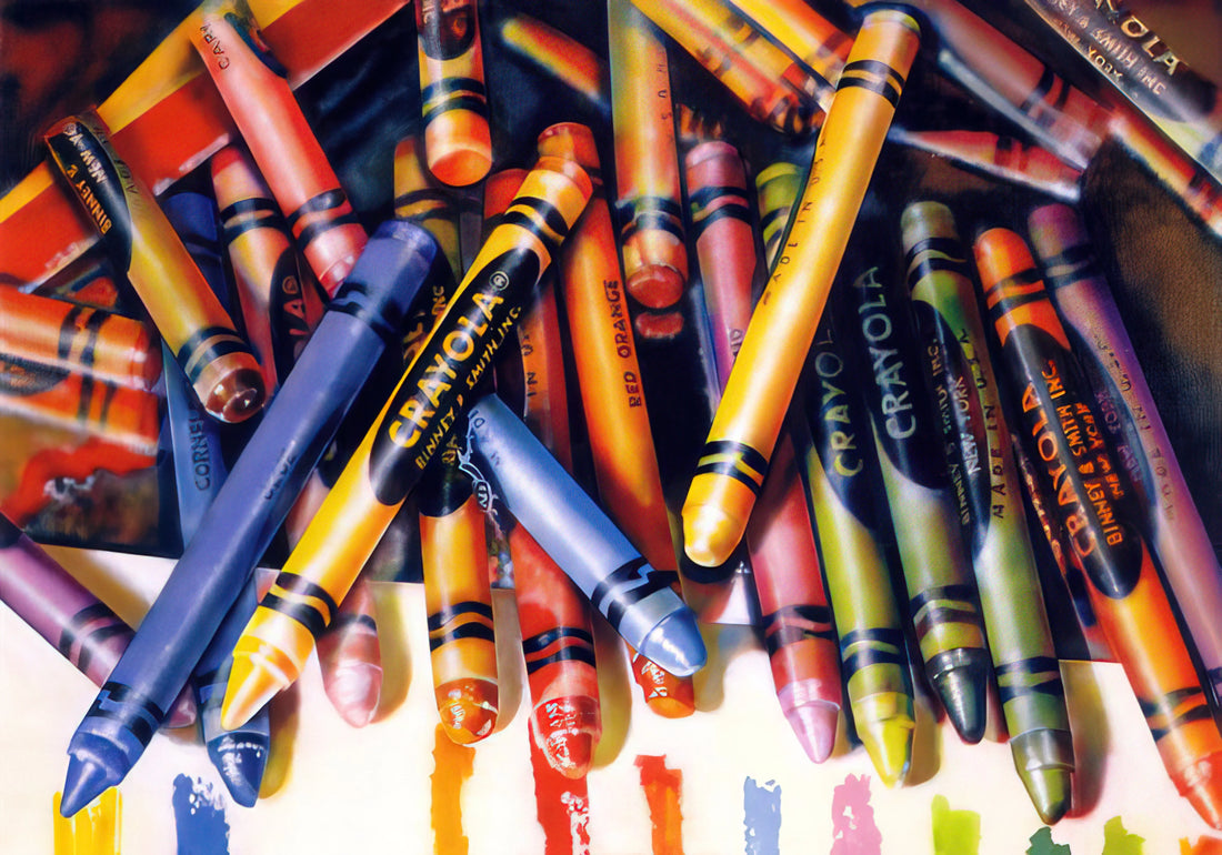 Audrey Flack Framed Canvas Print: A Collector's Guide to Photorealist Mastery - CRAYOLA 1973 by Audrey Flack