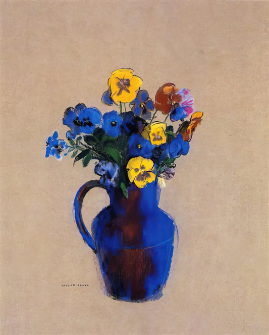 Beyond the Surface: Understanding the Allure of an Odilon Redon Photo - VASE OF FLOWERS PANSIES by Odilon Redon
