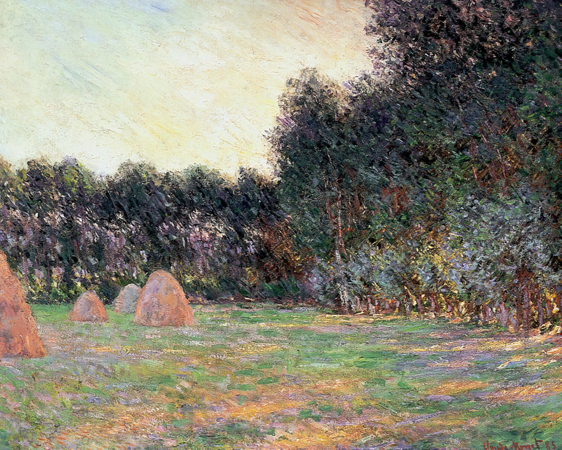 Blue Water Lilies by Claude Monet: A Masterpiece of Impressionist Tranquility - Meadow with Haystacks near Giverny by claude monet