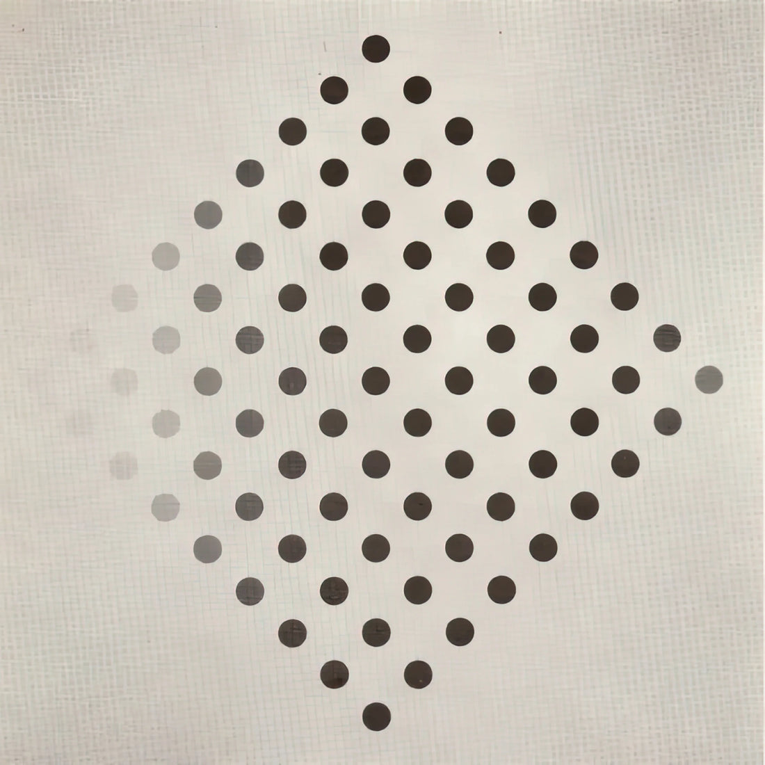Bridget Riley Stripes: The Hypnotic Geometry of Op Art's Master - BLACK TO WHITE DISKS 1952 by Bridget Riley