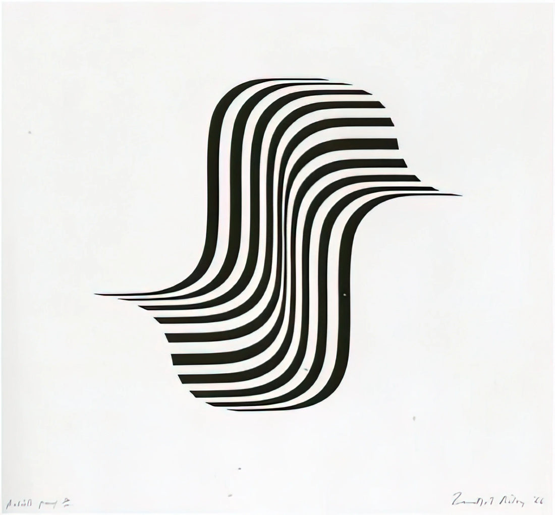 Bridget Riley and The Responsive Eye: How Op Art Redefined Visual Perception - UNTITLED WINGED CURVE 1966 by Bridget Riley
