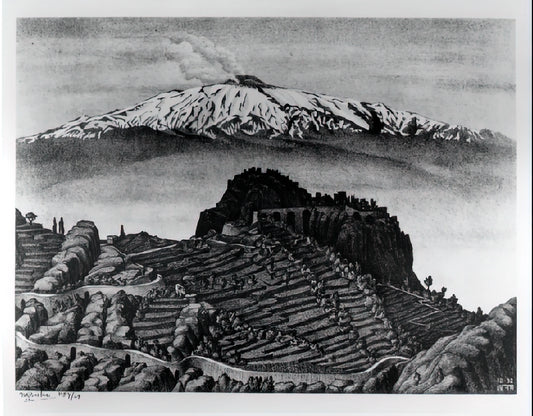 Buy M.C. Escher Prints: A Collector's Guide to His Mind-Bending Art - CASTEL MOLA AND MOUNT ETNA SICILY DECEMBER 1932 1932 by MC Escher