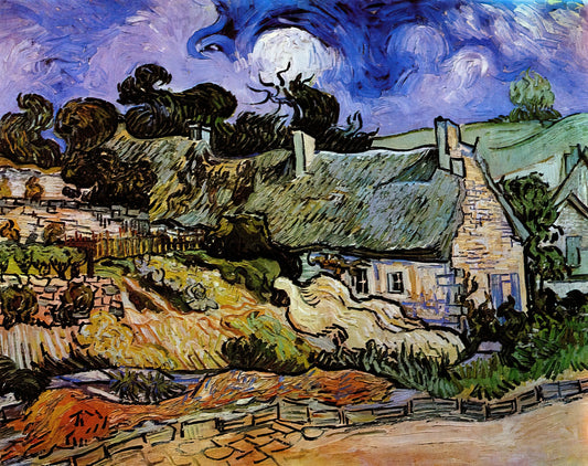 Café Terrace at Night Framed: A Collector's Guide to Van Gogh's Masterpiece - Houses with Thatched Roofs, Cordeville by Vincent van Gogh