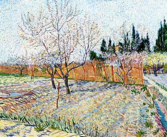 Café Terrace at Night Print: A Guide to Van Gogh's Iconic Arles Masterpiece - Orchard with Peach Trees in Blossom by Vincent van Gogh