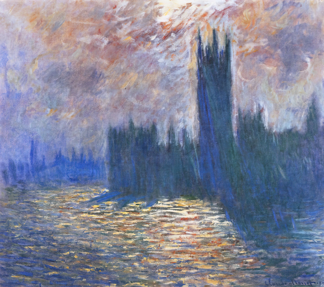 Capturing an Epoch: The Enduring Allure of the Monet Exhibition Poster - Parliament, Reflections on the Thames by claude monet