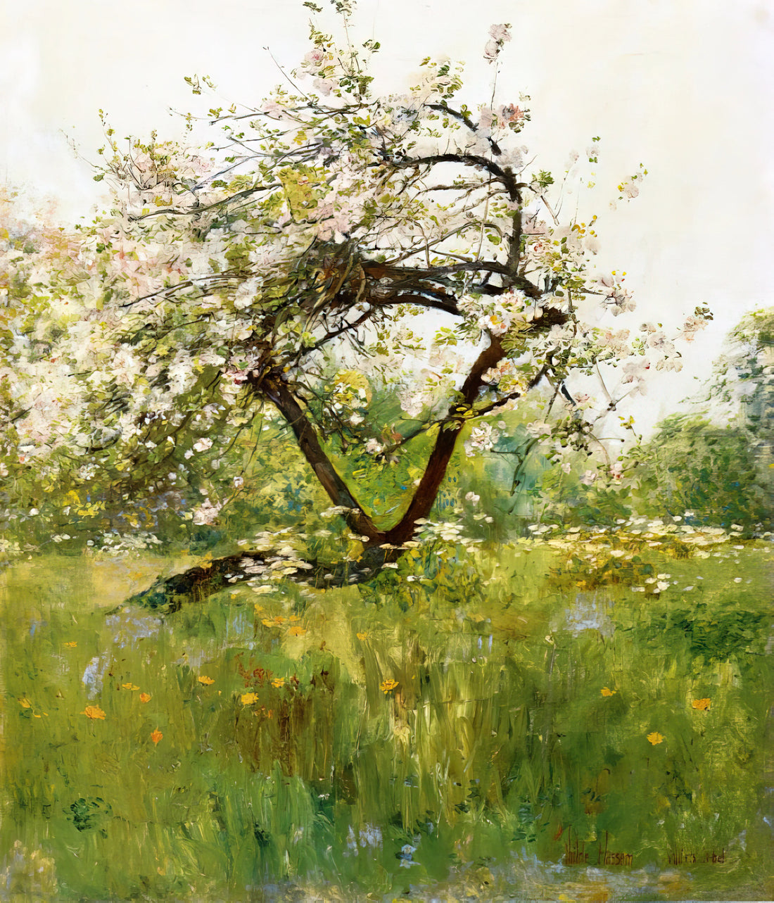 Childe Hassam at Dusk: Capturing the Poetic Glow of American Impressionism - Peach Blossoms - Villiers-le-Bel by Childe Hassam