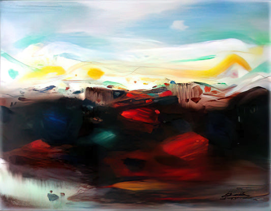 Chu Teh-Chun Brushed Aluminum Print: A Modernist Fusion of Ink and Metal - UNTITLED 2007 by Chu teh Chun