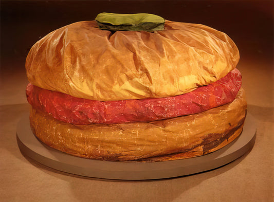 Claes Oldenburg's The Bottle of Notes: A Monument to Pop Art's Playful Revolution - FLOOR BURGER GIANT HAMBURGER 1962 by Claes Oldenburg