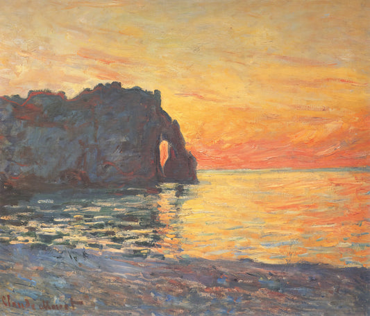 Claude Monet Best Paintings: A Curator's Guide to His Most Iconic Works - Etretat, Cliff of d`Aval, Sunset by claude monet