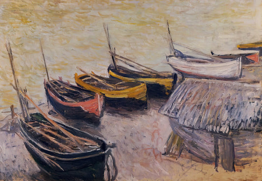 Claude Monet Inspired Art: Capturing Light, Color, and Impressionist Legacy - Boats on the Beach by claude monet