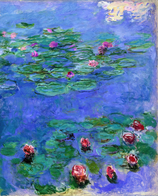 Claude Monet Oil Painting Reproductions: A Collector's Guide to Museum-Quality Art Prints - Water Lilies Red by claude monet