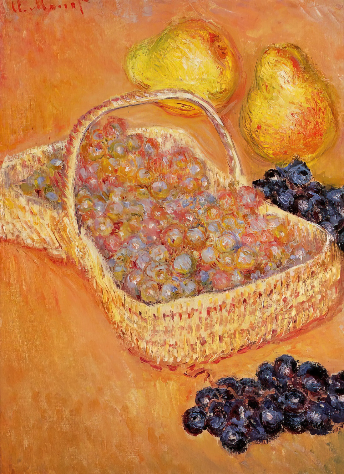 Claude Monet Woman Seated Under the Willows: An Analysis of Light, Atmosphere, and Artistic Evolution - Basket of Graphes, Quinces and Pears by claude monet