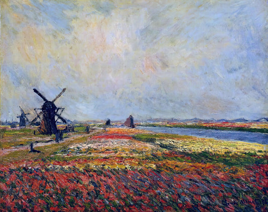 Claude Monet: The Artist Who Painted Water Lilies and Revolutionized Impressionism - Fields of Flowers and Windmills near Leiden by claude monet