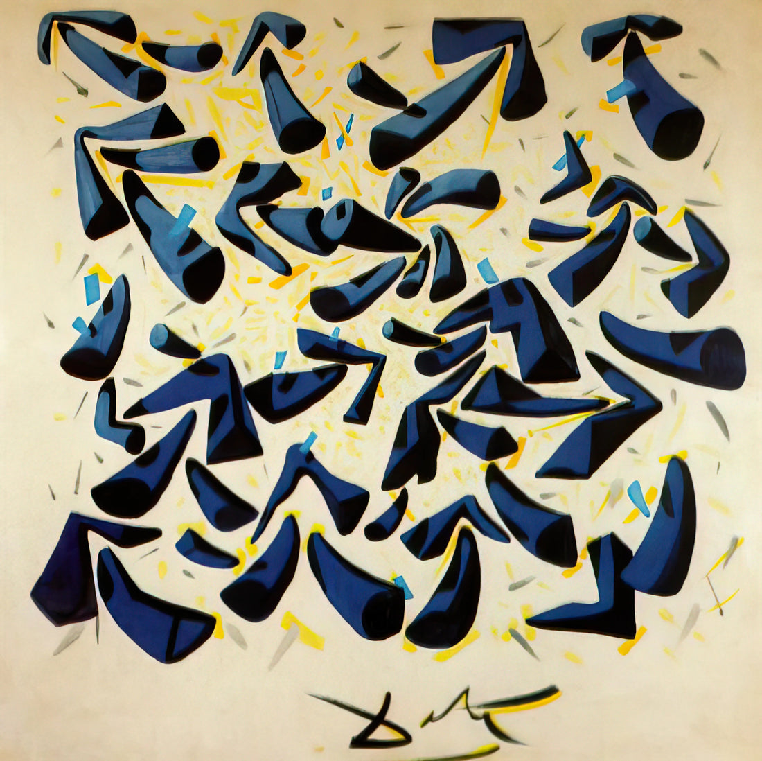 Dali Divine Comedy Prints: A Surrealist Master's Vision of Dante's Epic - BLUE HORNS DESIGN FOR A SCARF by Salvador Dali