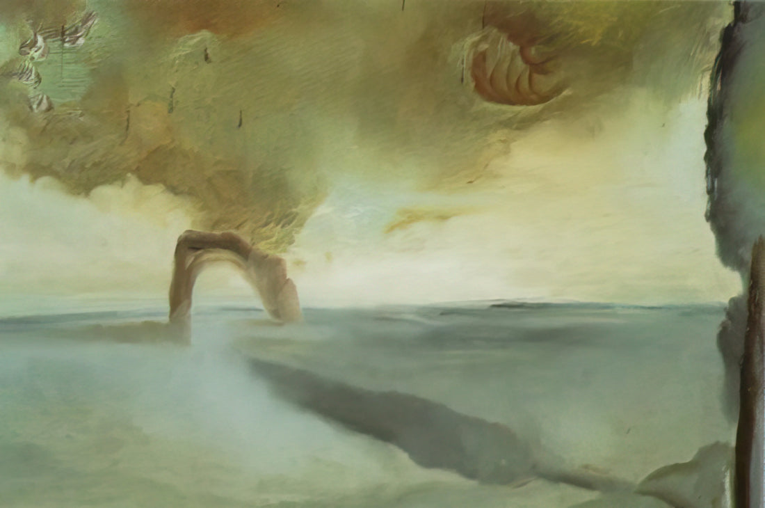 Dali Prints for Sale: A Collector's Guide to Surrealist Masterpieces - LANDSCAPE WITH ROCK IN THE SHAPE OF A TRIUMPHAL ARCH by Salvador Dali