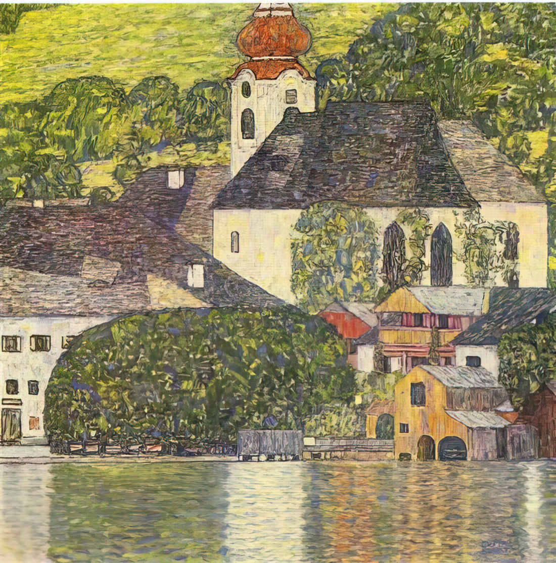Danae Klimt Poster: A Guide to Gustav Klimt's Golden Masterpiece - CHRUCH IN UNTERACH ON THE ATTERSEE by Gustav Klimt