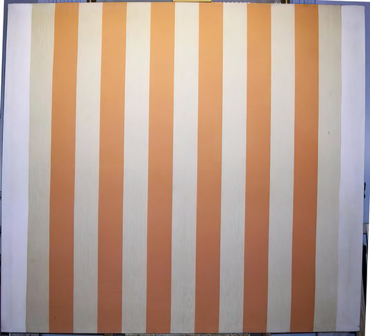 Daniel Buren Installation: The Art of Context, Site-Specificity, and Visual Rhythm - Peinture acrylique blanche sur tissu rayé blanc et orange - 1967 by Daniel Buren