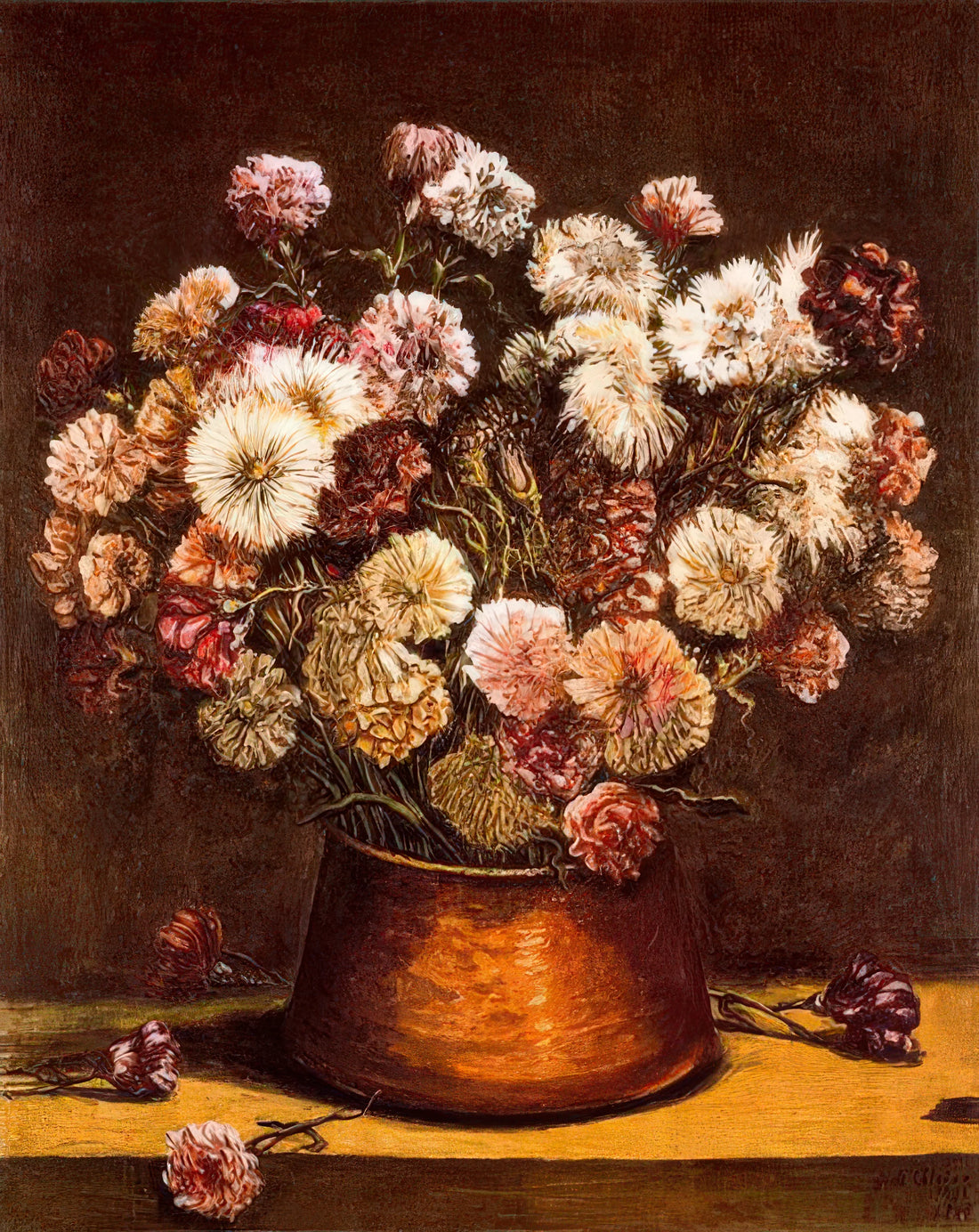De Chirico Paintings for Sale: A Collector's Guide to Metaphysical Art Prints - STILL LIFE WITH FLOWERS IN COPPER BOWL by Giorgio de Chirico