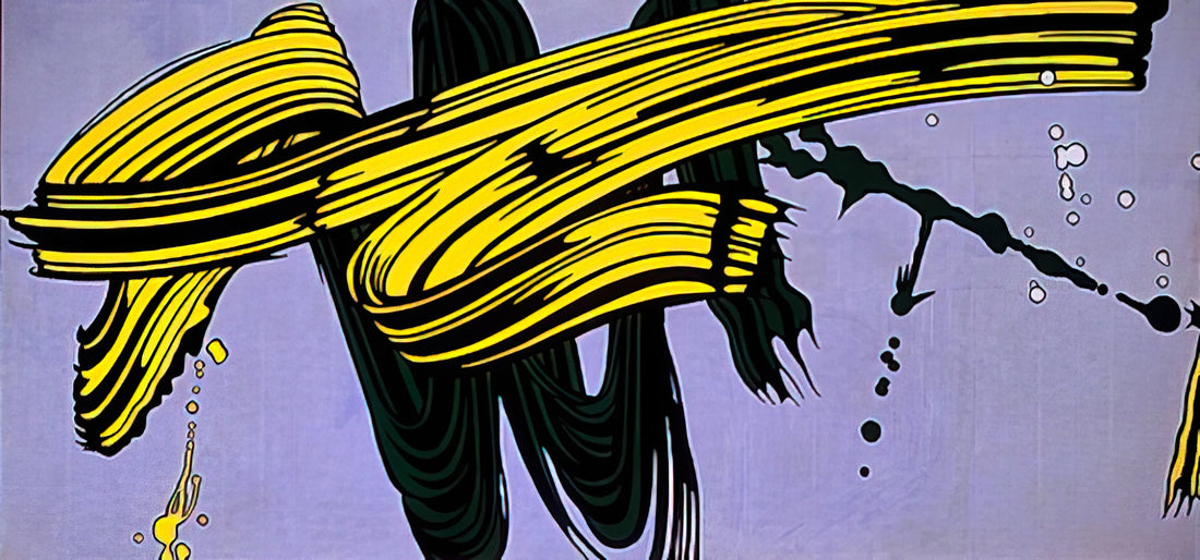 Discovering Roy Lichtenstein: A Journey Through the Iconic Pop Art Gallery - YELLOW AND GREEN BRUSHSTROKES 1966 by Roy Lichtenstein
