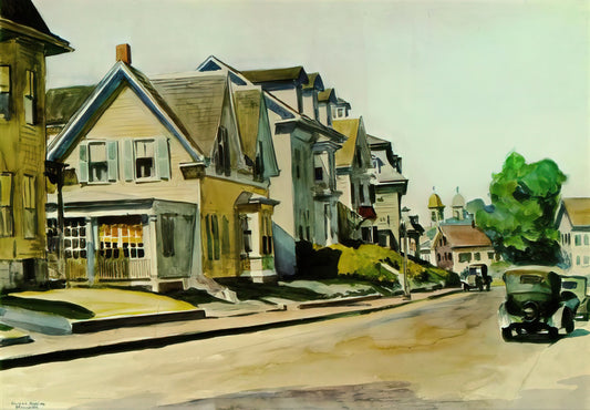 Edward Hopper Drawings for Sale: A Collector's Guide to Acquiring Museum-Quality Prints - Sun on Prospect Street Gloucester, Massachusetts by Edward Hopper