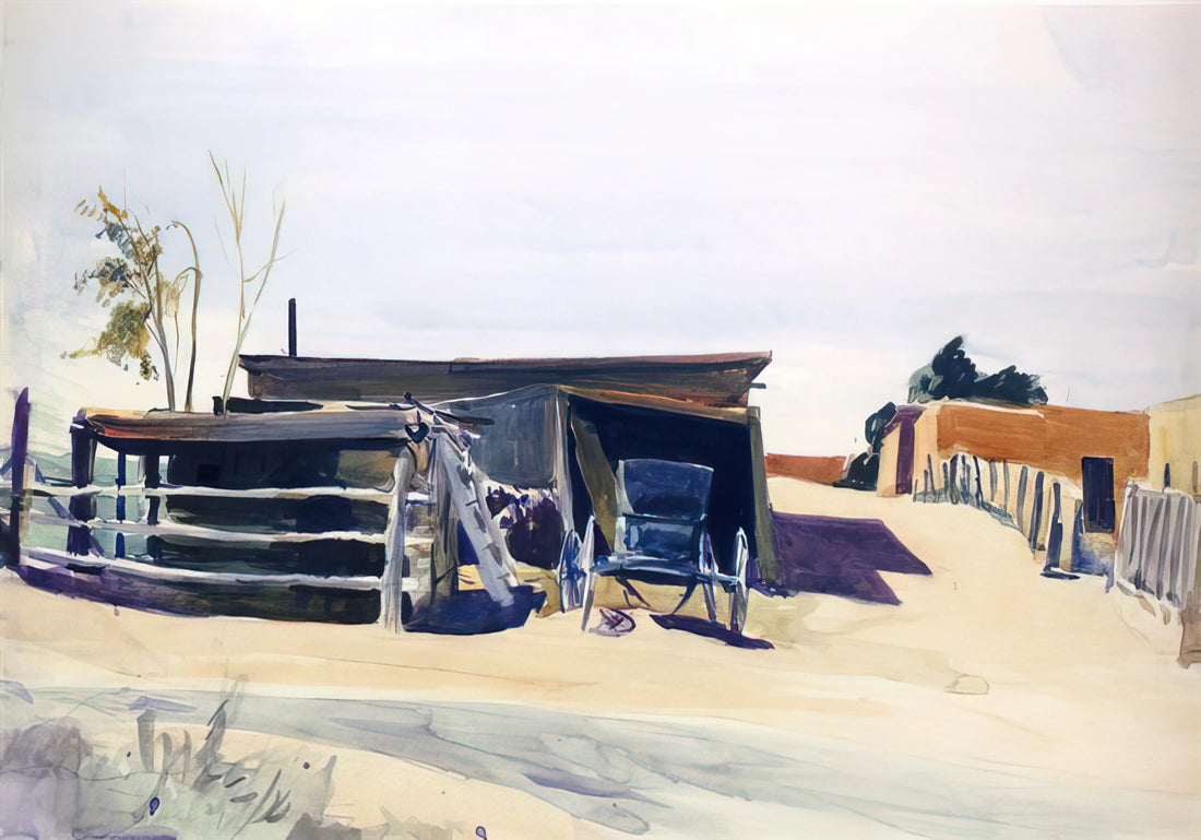 Edward Hopper: The Master of American Solitude and Modernist Realism - Adobes and Shed, New Mexico by Edward Hopper