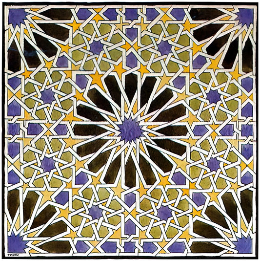 Escher Canvas Prints: The Definitive Guide to Owning Mathematical Art Masterpieces - MURAL MOSAIC IN THE ALHAMBRA by MC Escher