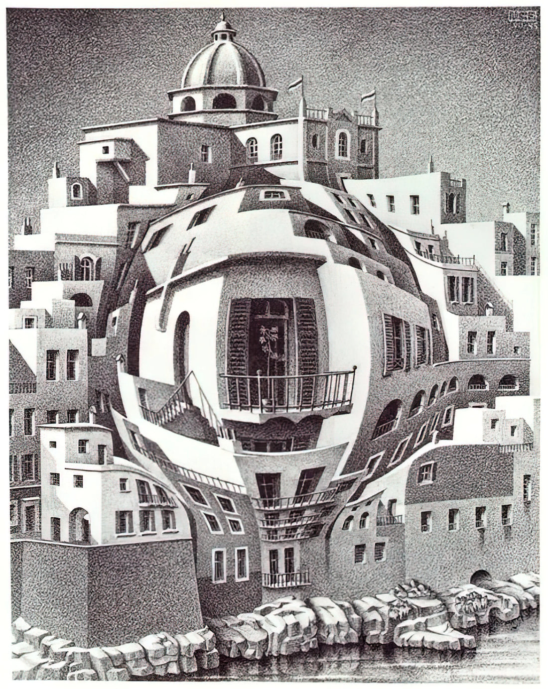 Escher Metamorphosis: The Master of Visual Illusion and Impossible Transformations - BALCONY by MC Escher