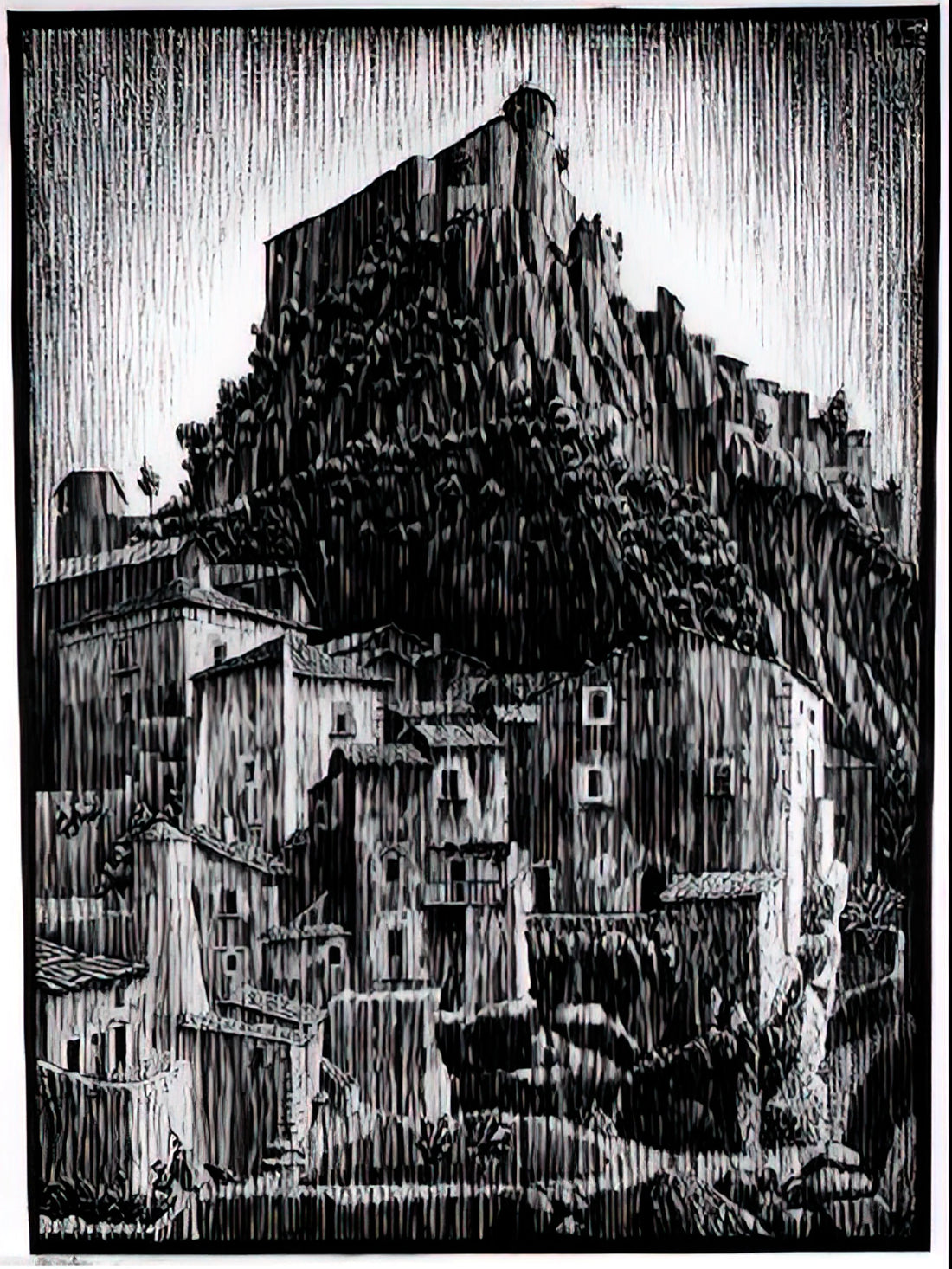 Escher Woodcuts: The Mathematical Precision of Visual Illusion - CERRO AL VOLTURNO ABRUZZI JANUARY 1930 1930 by MC Escher