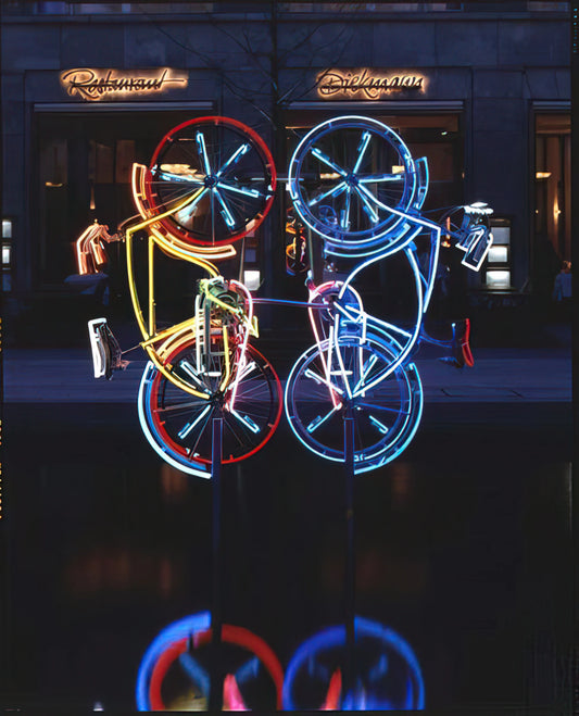 Exploring Robert Rauschenberg's Lithographs: A Masterclass in Printmaking Innovation - RIDING BIKES 1998 by Robert Rauschenberg