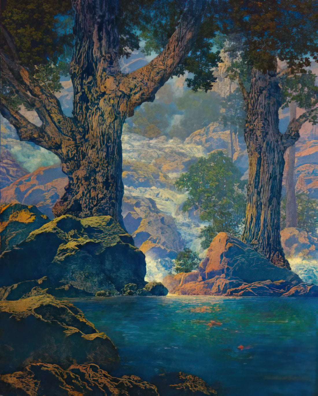 Exploring the Enchanting World: Your Maxfield Parrish Gallery Experience - Cascades Quiet Solitude by Maxfield Parrish
