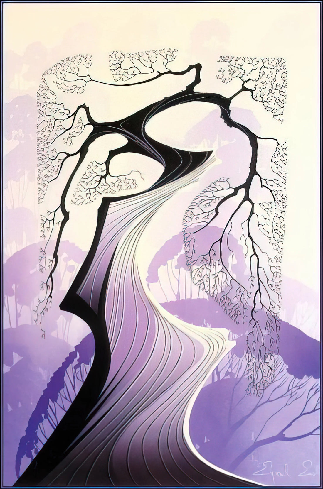 Eyvind Earle Original Art: The Visionary Behind Disney's Stylized Landscapes - Carmel Cypress by Eyvind Earle